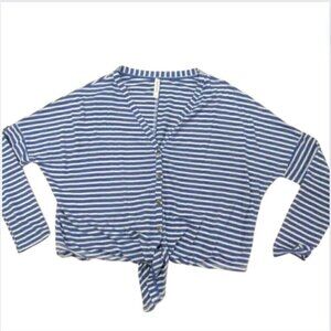 Mia & Tess oversized cozy long-sleeve striped jersey, M